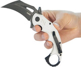 Kubey Mini Wrath Karambit Linerlock KU262I - 2.5 Inch Black Stonewash 14C28N Blade White G10 Handle Finger Ring by Kubey