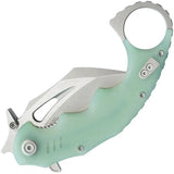 Kubey Mini Wrath Karambit Linerlock KU262J - Satin 14C28N Blade Jade G10 Handle Finger Ring by Kubey