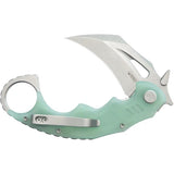 Kubey Mini Wrath Karambit Linerlock KU262J - Satin 14C28N Blade Jade G10 Handle Finger Ring by Kubey