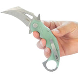 Kubey Mini Wrath Karambit Linerlock KU262J - Satin 14C28N Blade Jade G10 Handle Finger Ring by Kubey