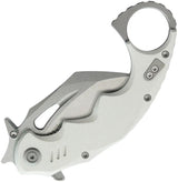Kubey Mini Wrath Karambit Linerlock KU262K - 4.5in Closed, 2.5in Stonewash 14C28N Sandvik Blade, White G10 Handle by Kubey