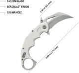 Kubey Mini Wrath Karambit Linerlock KU262K - 4.5in Closed, 2.5in Stonewash 14C28N Sandvik Blade, White G10 Handle by Kubey