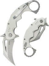 Kubey Mini Wrath Karambit Linerlock KU262K - 4.5in Closed, 2.5in Stonewash 14C28N Sandvik Blade, White G10 Handle by Kubey