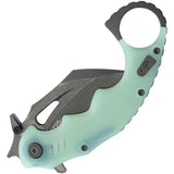 Kubey Mini Wrath Karambit Linerlock KU262L - 2.5in Black Oxide 14C28N Sandvik Blade, Jade G10 Handle, Finger Ring by Kubey