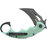 Kubey Mini Wrath Karambit Linerlock KU262L - 2.5in Black Oxide 14C28N Sandvik Blade, Jade G10 Handle, Finger Ring by Kubey