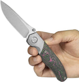 Kubey Velvet Snake Framelock KB266A - M390 Drop Point Blade With Watermelon Sugar Camo Carbon Fiber Handle by Kubey