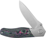 Kubey Velvet Snake Framelock KB266A - M390 Drop Point Blade With Watermelon Sugar Camo Carbon Fiber Handle by Kubey