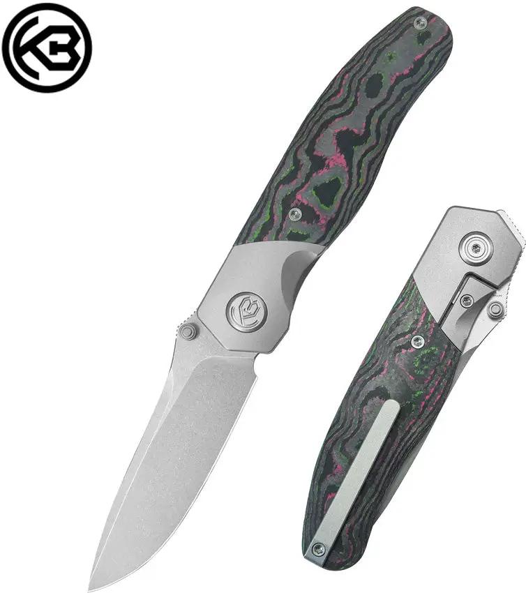 Kubey Velvet Snake Framelock KB266A - M390 Drop Point Blade With Watermelon Sugar Camo Carbon Fiber Handle by Kubey