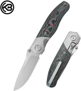 Kubey Velvet Snake Framelock KB266A - M390 Drop Point Blade With Watermelon Sugar Camo Carbon Fiber Handle by Kubey