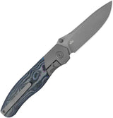 Kubey Velvet Snake Framelock KB266B - Bohler M390 Drop Point Blade With Damtanium Camo Carbon Fiber Handle by Kubey