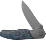 Kubey Velvet Snake Framelock KB266B - Bohler M390 Drop Point Blade With Damtanium Camo Carbon Fiber Handle by Kubey