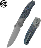 Kubey Velvet Snake Framelock KB266B - Bohler M390 Drop Point Blade With Damtanium Camo Carbon Fiber Handle by Kubey