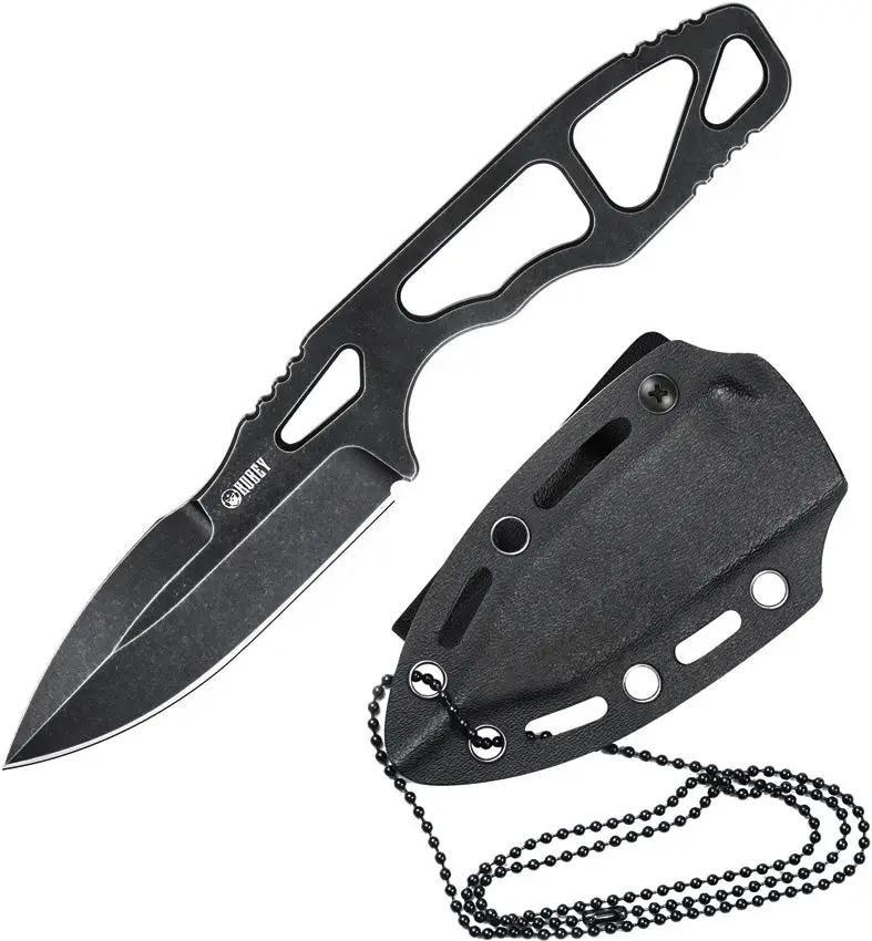 Kubey TAG Hydra KU282B - AUS 10A Black Stonewash Blade With Skeletonized One Piece Handle And Kydex Neck Sheath by Kubey