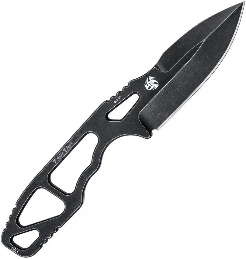 Kubey TAG Hydra KU282B - AUS 10A Black Stonewash Blade With Skeletonized One Piece Handle And Kydex Neck Sheath by Kubey