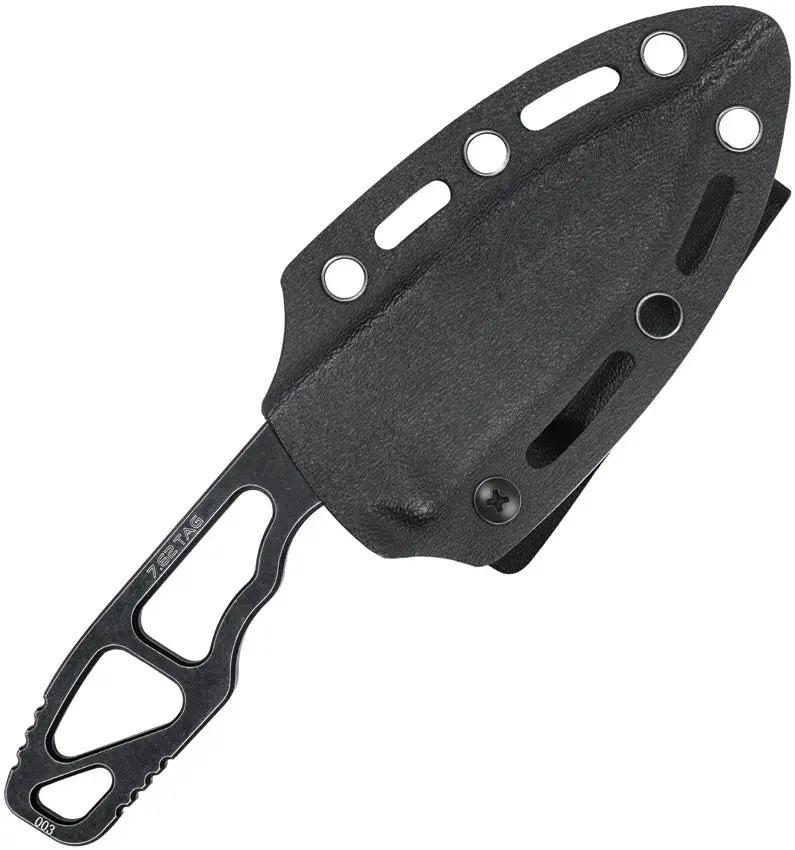 Kubey TAG Hydra KU282B - AUS 10A Black Stonewash Blade With Skeletonized One Piece Handle And Kydex Neck Sheath by Kubey