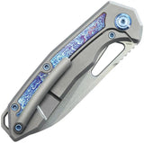 Kubey Vagrant Framelock Timascus KB284H - CPM S35VN Blade With Timascus Inlay And Gray Titanium Handle by Kubey
