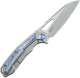 Kubey Vagrant Framelock Timascus KB284H - CPM S35VN Blade With Timascus Inlay And Gray Titanium Handle by Kubey