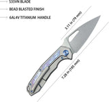Kubey Coeus Framelock Ti KB286A - Titanium Framelock Knife With Satin S35VN Blade And Gray Titanium Inlay by Kubey