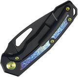 Kubey Coeus Framelock Black Ti KB286B - Timascus Inlay 3in S35VN Blade Black Titanium Handle by Kubey