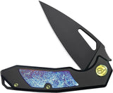 Kubey Coeus Framelock Black Ti KB286B - Timascus Inlay 3in S35VN Blade Black Titanium Handle by Kubey