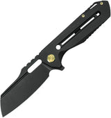Kubey Atlas Framelock Black Ti KB290F - Premium M390 Blade Black Stonewash Titanium Handle Extended Tang EDC Knife by Kubey