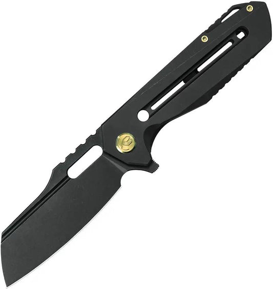 Kubey Atlas Framelock Black Ti KB290F - Premium M390 Blade Black Stonewash Titanium Handle Extended Tang EDC Knife by Kubey