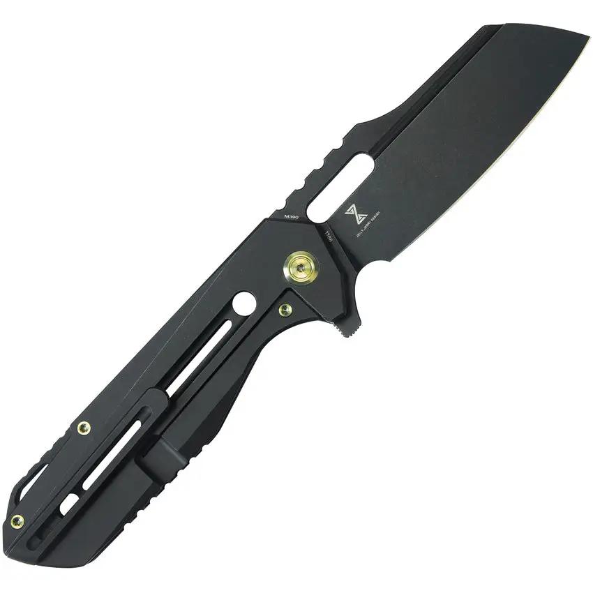 Kubey Atlas Framelock Black Ti KB290F - Premium M390 Blade Black Stonewash Titanium Handle Extended Tang EDC Knife by Kubey
