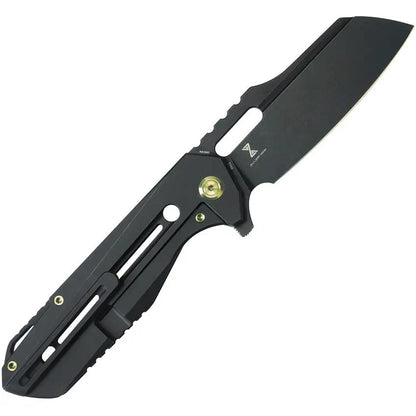 Kubey Atlas Framelock Black Ti KB290F - Premium M390 Blade Black Stonewash Titanium Handle Extended Tang EDC Knife by Kubey