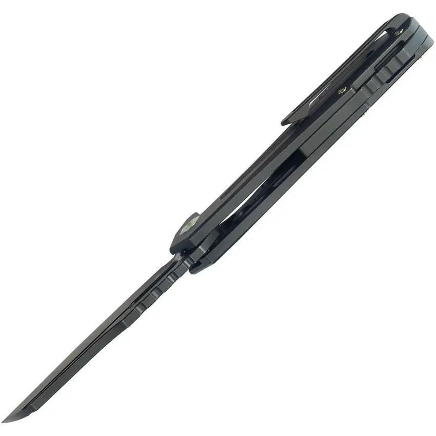 Kubey Atlas Framelock Black Ti KB290F - Premium M390 Blade Black Stonewash Titanium Handle Extended Tang EDC Knife by Kubey