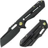 Kubey Atlas Framelock Black Ti KB290F - Premium M390 Blade Black Stonewash Titanium Handle Extended Tang EDC Knife by Kubey