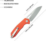 Kubey Vagrant Linerlock Orange KU291L - 3-Inch AUS-10A Blade, Orange G10 Handle, Thumb Pull, Pocket Clip by Kubey