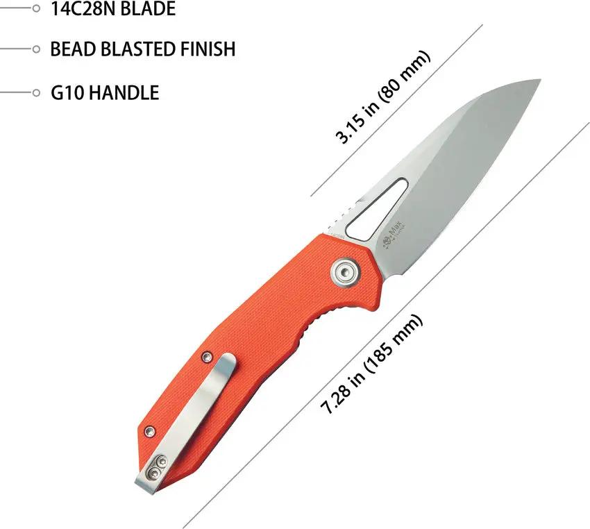 Kubey Vagrant Linerlock Orange KU291L - 3-Inch AUS-10A Blade, Orange G10 Handle, Thumb Pull, Pocket Clip by Kubey