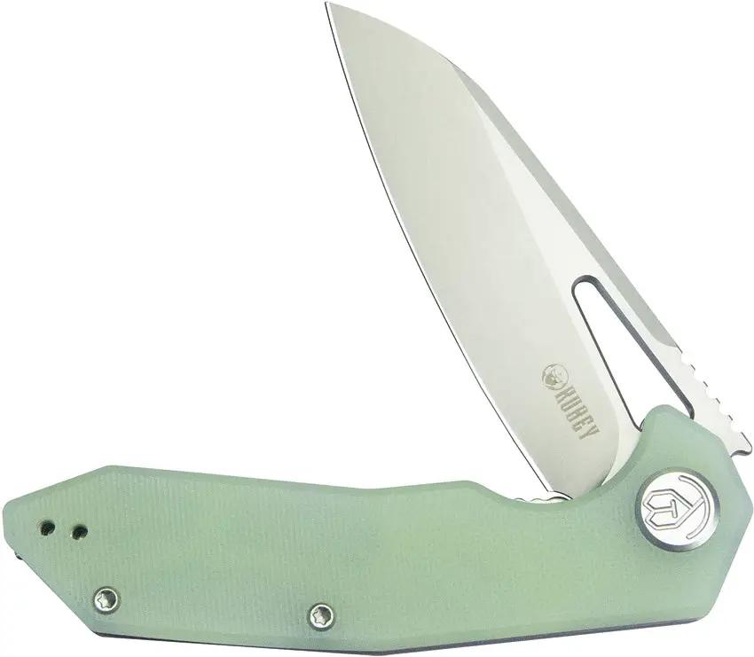 Kubey Vagrant Linerlock Jade KU291M - Jade G10 Handle 3 Inch 14C28N Sandvik Blade Thumb Stud Pocket Clip by Kubey