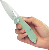 Kubey Vagrant Linerlock Jade KU291M - Jade G10 Handle 3 Inch 14C28N Sandvik Blade Thumb Stud Pocket Clip by Kubey