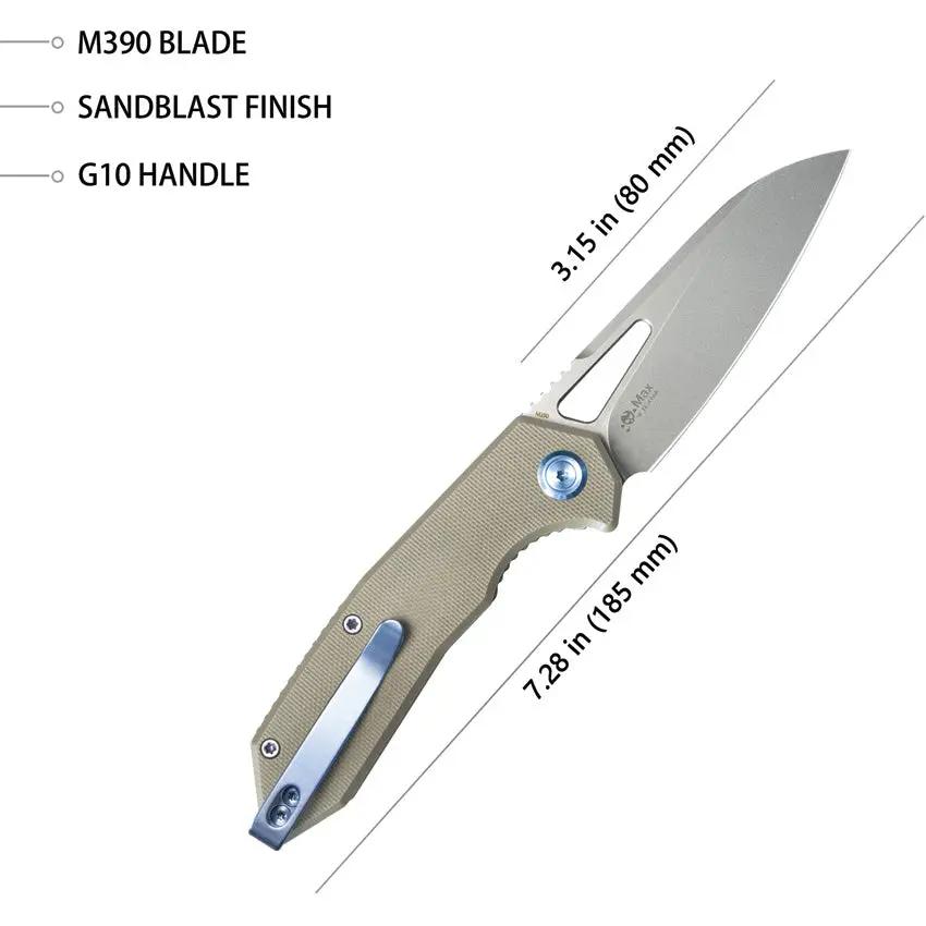 Kubey Vagrant Linerlock Tan G10 KB291T - 3 Inch Bohler M390 Stainless Blade, Tan Handle by Kubey