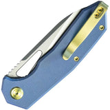 Kubey Vagrant Linerlock - Blue Canvas Micarta Handle With Bohler M390 Blade And Thumb Pocket Clip by Kubey