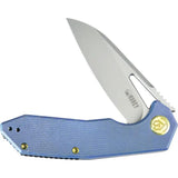 Kubey Vagrant Linerlock - Blue Canvas Micarta Handle With Bohler M390 Blade And Thumb Pocket Clip by Kubey