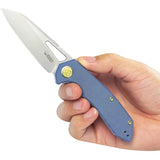 Kubey Vagrant Linerlock - Blue Canvas Micarta Handle With Bohler M390 Blade And Thumb Pocket Clip by Kubey