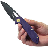 Kubey Vagrant Linerlock Pur G10 KB291W - M390 Blade, Purple G10 Handle, Thumb Pull, Pocket Clip by Kubey