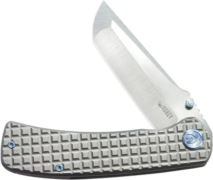 Kubey Interflow Framelock Ti Gray KB294A - Titanium Framelock Knife With M390 Tanto Blade And Pocket Clip by Kubey