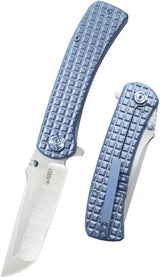 Kubey Interflow Framelock Ti Blue KB294B - Blue Titanium Handle And 3.6 Inch M390 Tanto Blade by Kubey