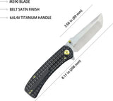 Kubey Interflow Framelock Ti Black KB294C - Titanium-Handled Satin M390 Blade With Extended Tang by Kubey