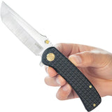 Kubey Interflow Framelock Ti Black KB294C - Titanium-Handled Satin M390 Blade With Extended Tang by Kubey