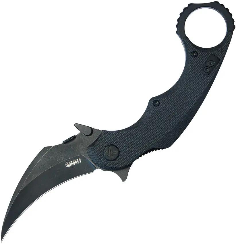Kubey Rogue Karambit Blackwash KU298B - 14C28N Sandvik Stainless Steel Blade and Black G10 Handle by Kubey