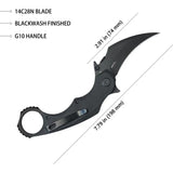 Kubey Rogue Karambit Blackwash KU298B - 14C28N Sandvik Stainless Steel Blade and Black G10 Handle by Kubey