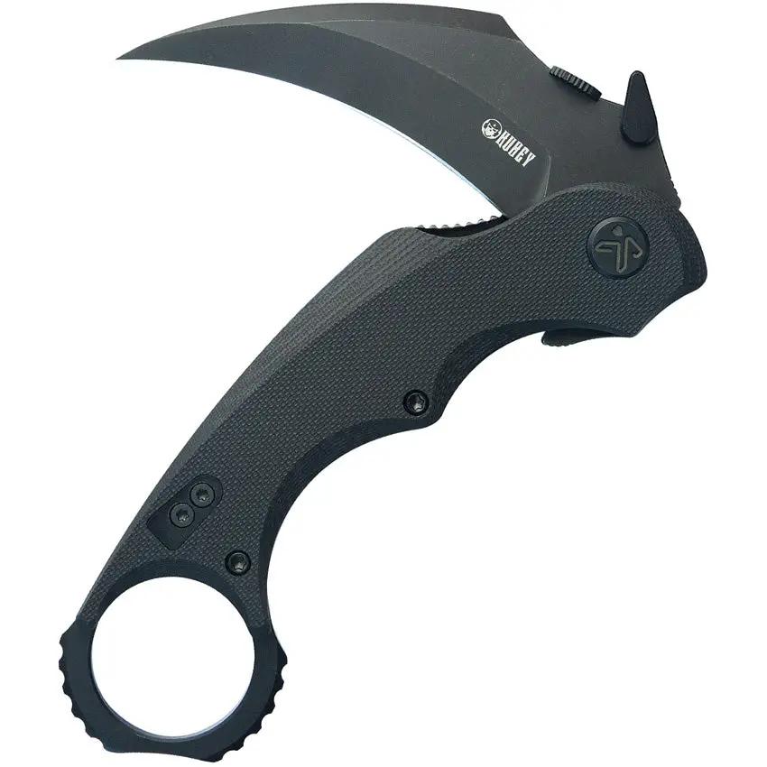 Kubey Rogue Karambit Blackwash KU298B - 14C28N Sandvik Stainless Steel Blade and Black G10 Handle by Kubey