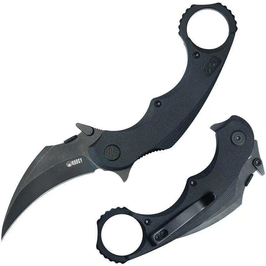 Kubey Rogue Karambit Blackwash KU298B - 14C28N Sandvik Stainless Steel Blade and Black G10 Handle by Kubey