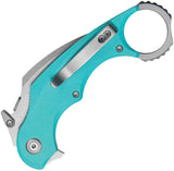 Kubey Rogue Pikal Karambit Linerlock KU298C - Tiffany Blue G10 Handle, 3in Stonewashed 14C28N Karambit Blade by Kubey