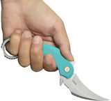 Kubey Rogue Pikal Karambit Linerlock KU298C - Tiffany Blue G10 Handle, 3in Stonewashed 14C28N Karambit Blade by Kubey