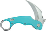 Kubey Rogue Pikal Karambit Linerlock KU298C - Tiffany Blue G10 Handle, 3in Stonewashed 14C28N Karambit Blade by Kubey